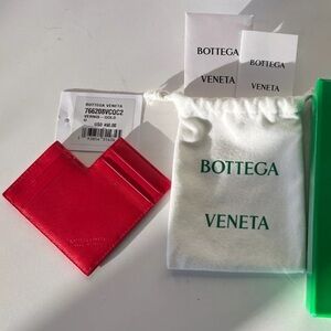 Bottega Veneta Red Cassette Heart Cardholder Lambskin